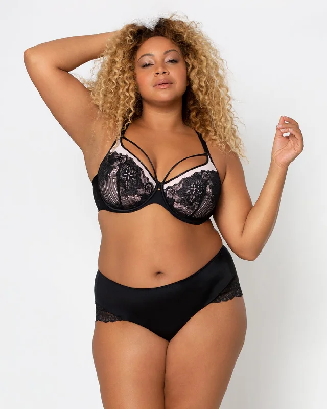 CURVY COUTURE 1267 TULIP STRAPPY LACE PUSH-UP BRA