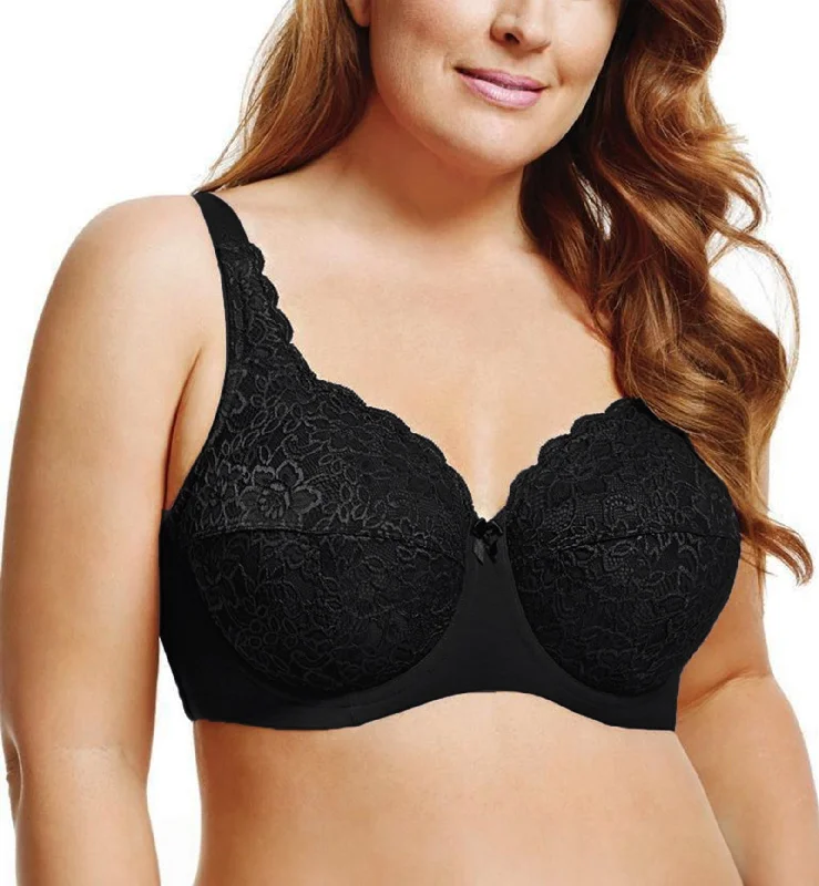 Elila Isabella Stretch Lace Full Coverage Underwire Bra (2311) - Black