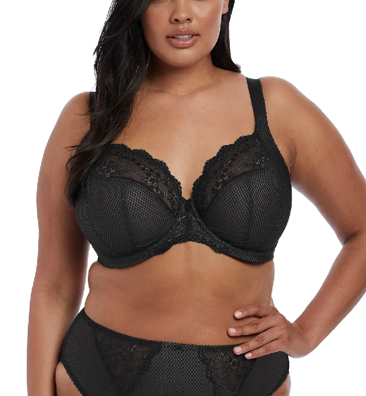 Elomi Charley Banded Stretch Lace Plunge Underwire Bra (4382) - Black