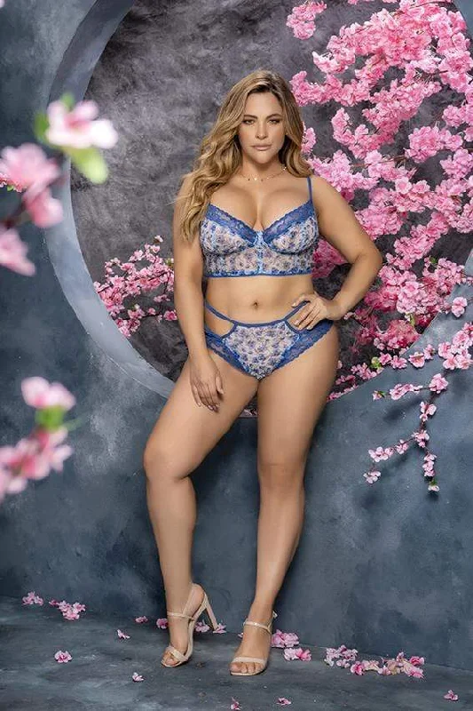 Sexy Floral Curvy Two-Piece Set w/ Interlaced Back