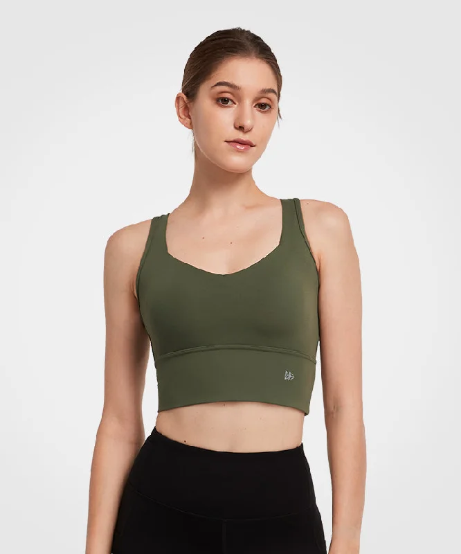 Shift Scoop Neckline Longline Mesh Padded Yoga Bra | Women's Light Support Sports Bra